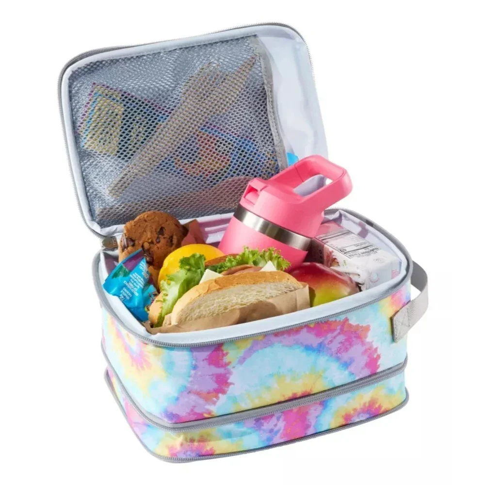 L.L.Bean Expandable Kids Multi Tie Dye Zip Around Adjustable Lunch Box GBO3350